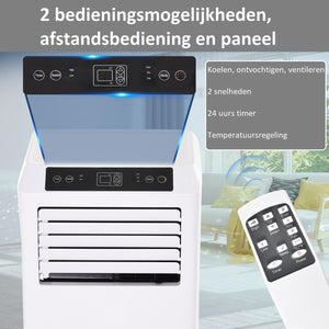 Mobiele airco 9000 BTU – 3-in-1 met afstandsbediening en bedieningspaneel met koelen, ventileren en timerfunctie