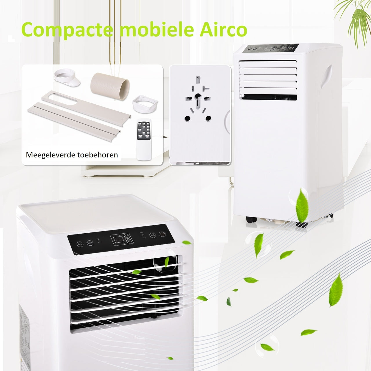 Mobiele airco 9000 BTU – 3-in-1 met afstandsbediening