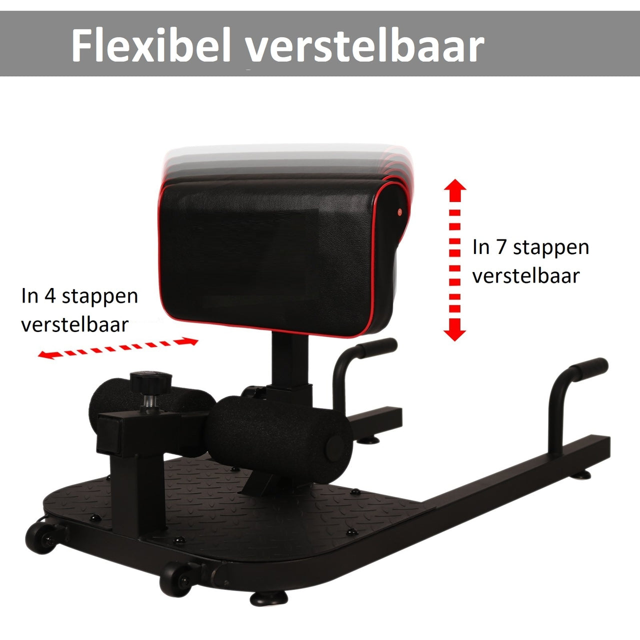Sissy squat trainer zwart – 3-in-1 fitnessbank met push-up steunen
