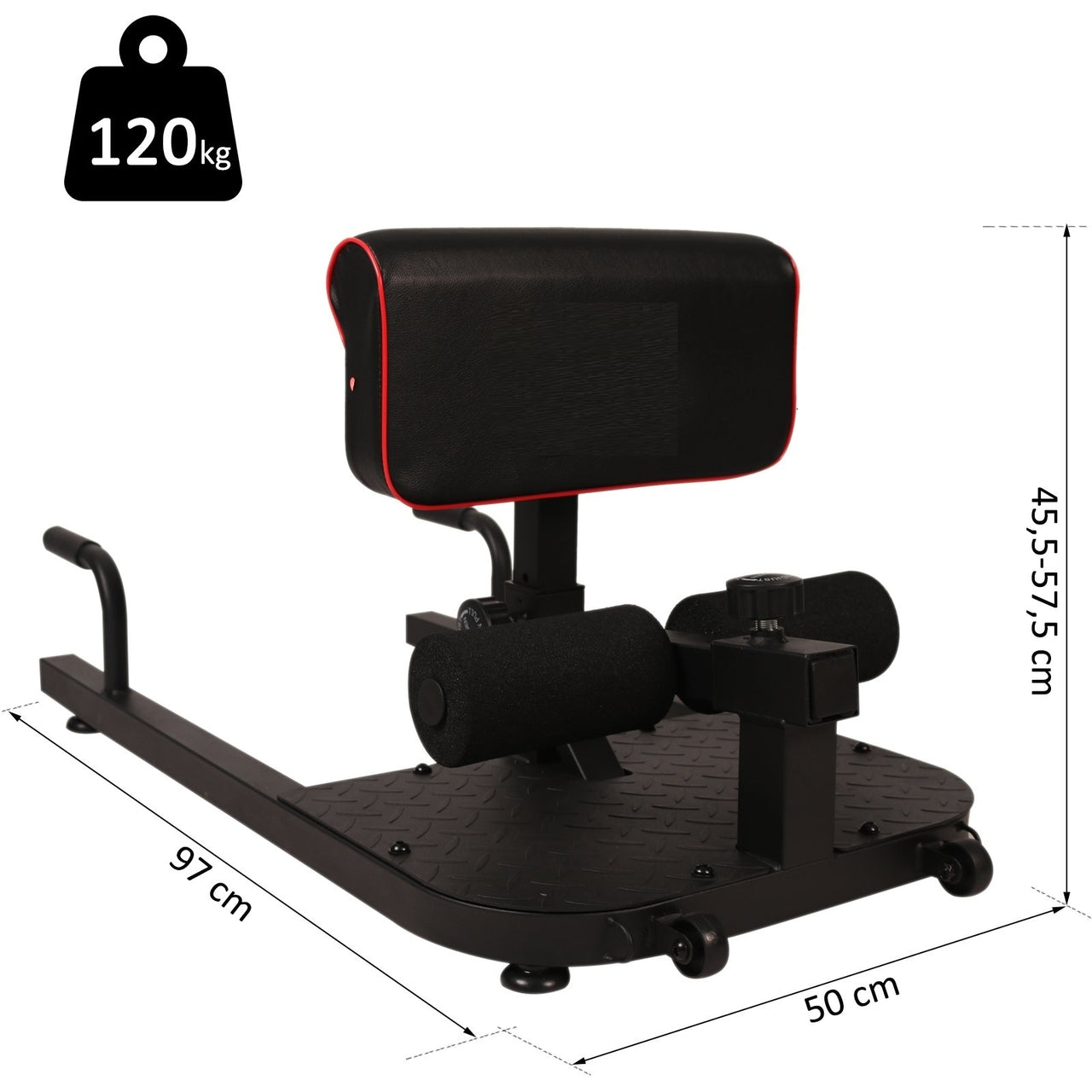 Sissy squat trainer zwart – 3-in-1 fitnessbank met push-up steunen