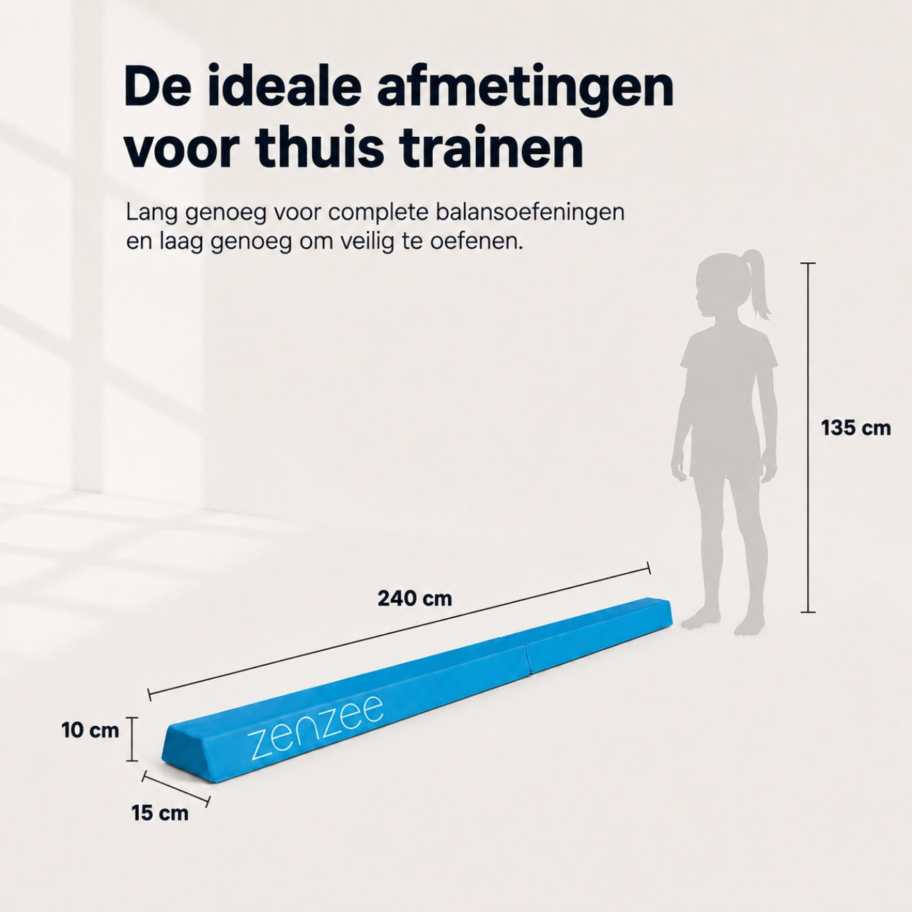 Turnbalk blauw 240 cm met draagtas voor turntraining | Zenzee