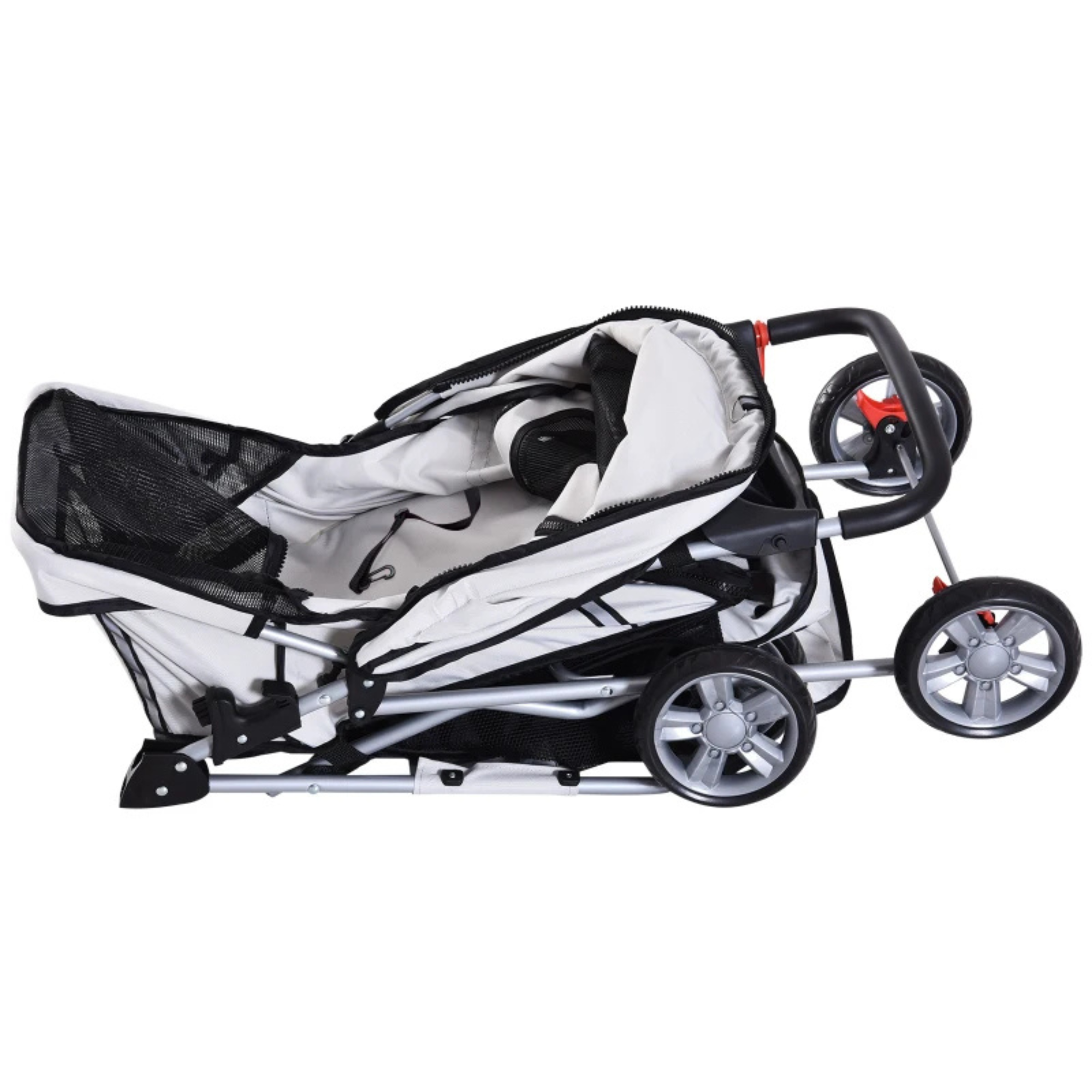 Hondenbuggy opvouwbaar grijs 75x45 cm – veilig hondenvervoer met lichtgewicht frame en compact inklapbaar design