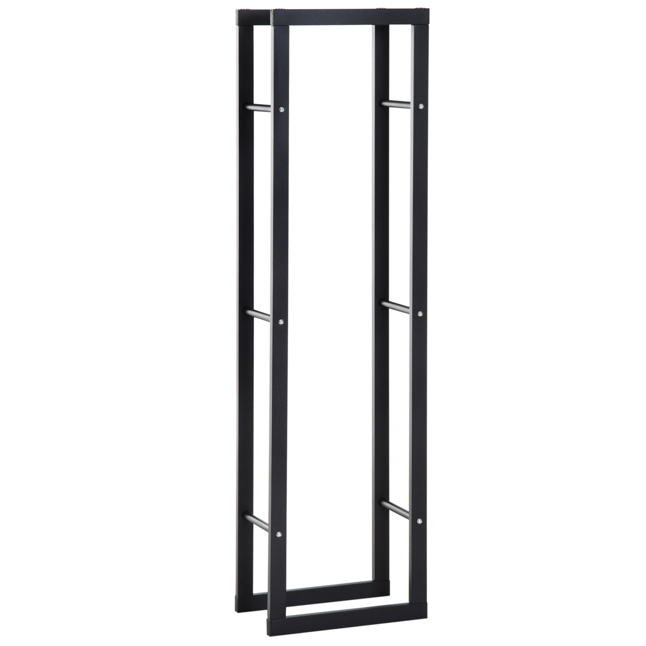 Haardhoutrek 150 cm zwart – smalle houtopslag staal