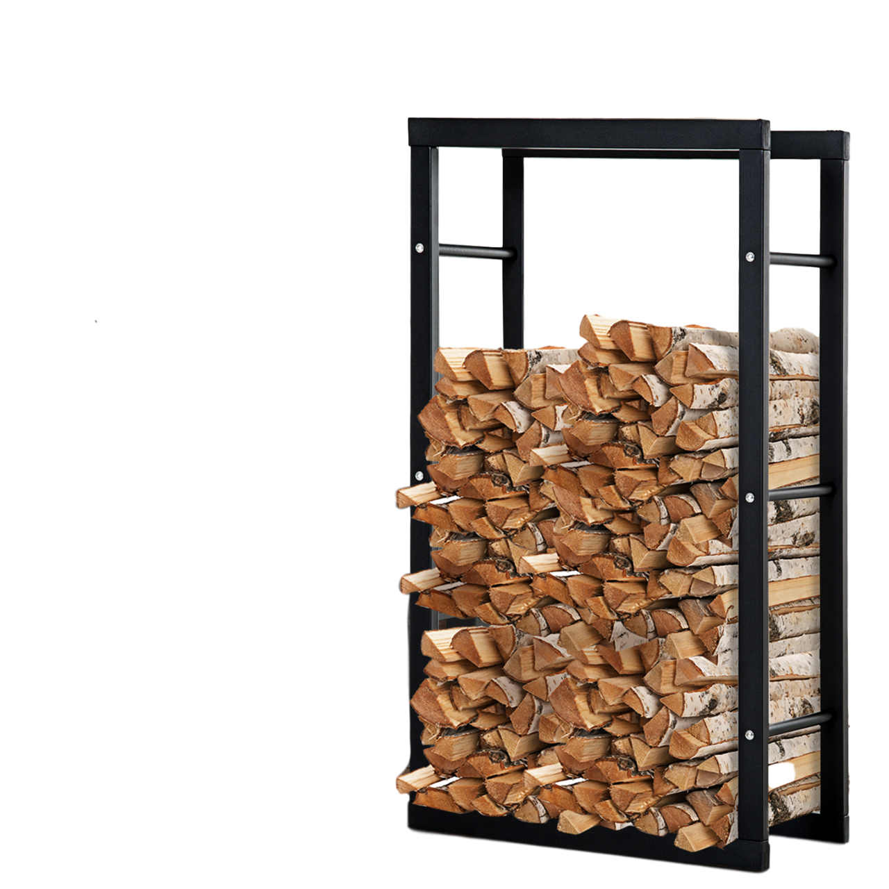 Zwarte haardhoutbak 100 cm breed – stabiele houtopslag voor binnen en buiten