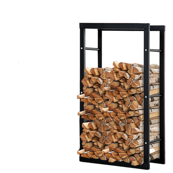 Zwarte haardhoutbak 100 cm breed – stabiele houtopslag voor binnen en buiten