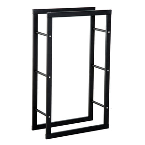 Zwarte haardhoutbak 100 cm breed – stabiele houtopslag voor binnen en buiten met strak en stevig metalen frame