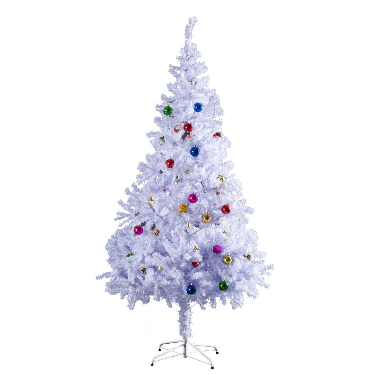 Witte kunstkerstboom 150 cm met kerstballen en 680 tips