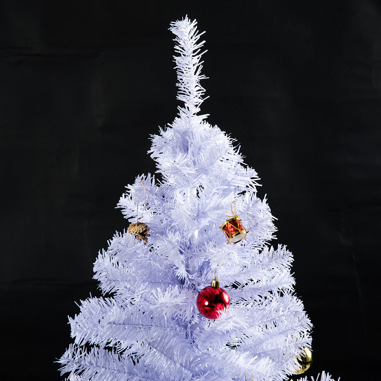 Witte kunstkerstboom 150 cm met kerstballen en 680 tips