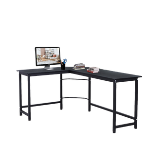 Modern hoekbureau 168x120 cm in zwart – hoekmodel met stabiele constructie, ideaal voor werken en gamen thuis of op kantoor