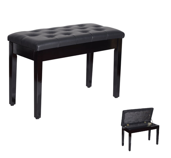 Zwarte pianobank met opbergruimte – klassiek design en zitcomfort