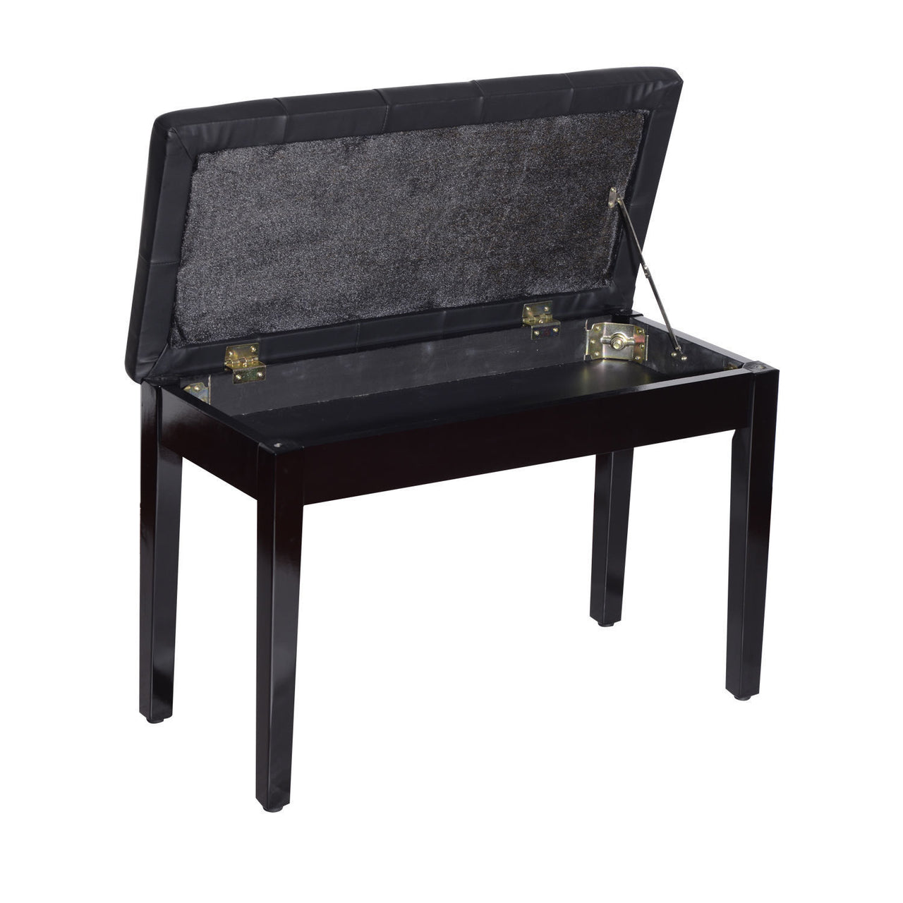 Zwarte pianobank met opbergruimte – klassiek design en zitcomfort