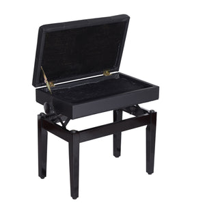Zwarte pianobank verstelbaar – comfort en opbergruimte in klassiek design met synthetisch leren zitting en stevig houten frame