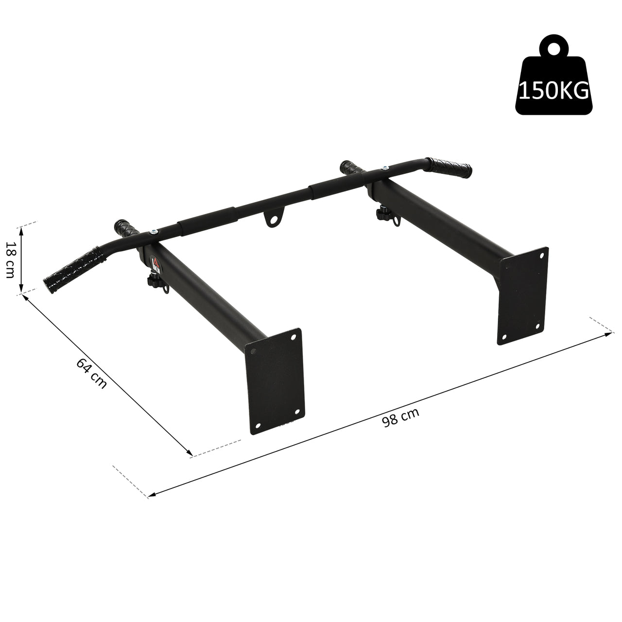 Pull up bar zwart – wandmontage met 150 kg draagvermogen
