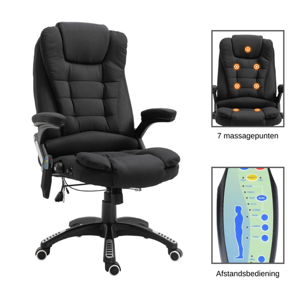 Zwarte bureaustoel met massagefunctie en ergonomisch design