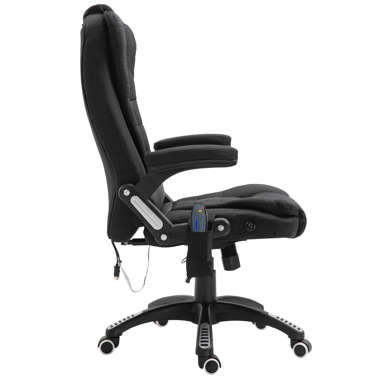Zwarte bureaustoel met massagefunctie en ergonomisch design