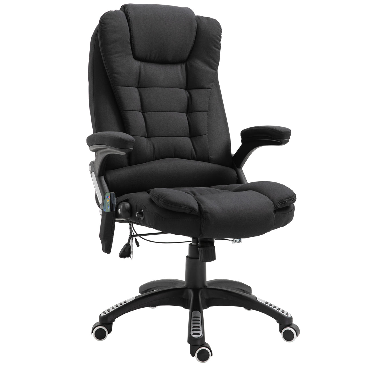 Zwarte bureaustoel met massagefunctie en ergonomisch design