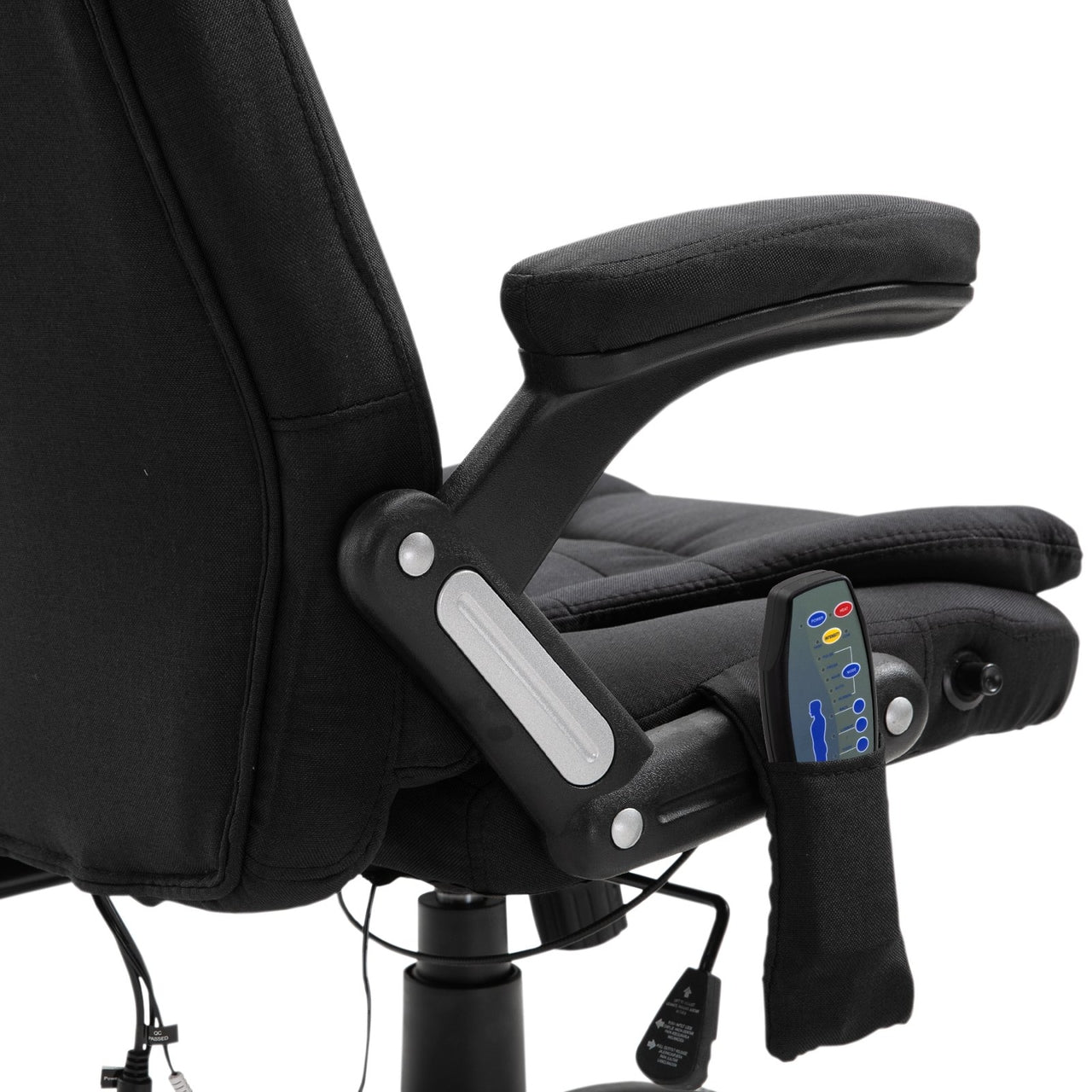 Zwarte bureaustoel met massagefunctie en ergonomisch design