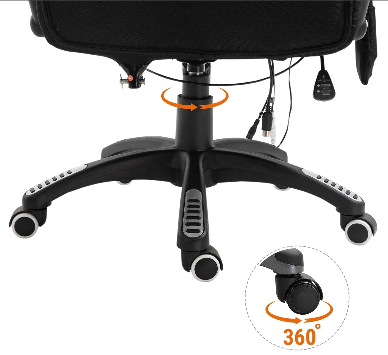 Zwarte bureaustoel met massagefunctie en ergonomisch design