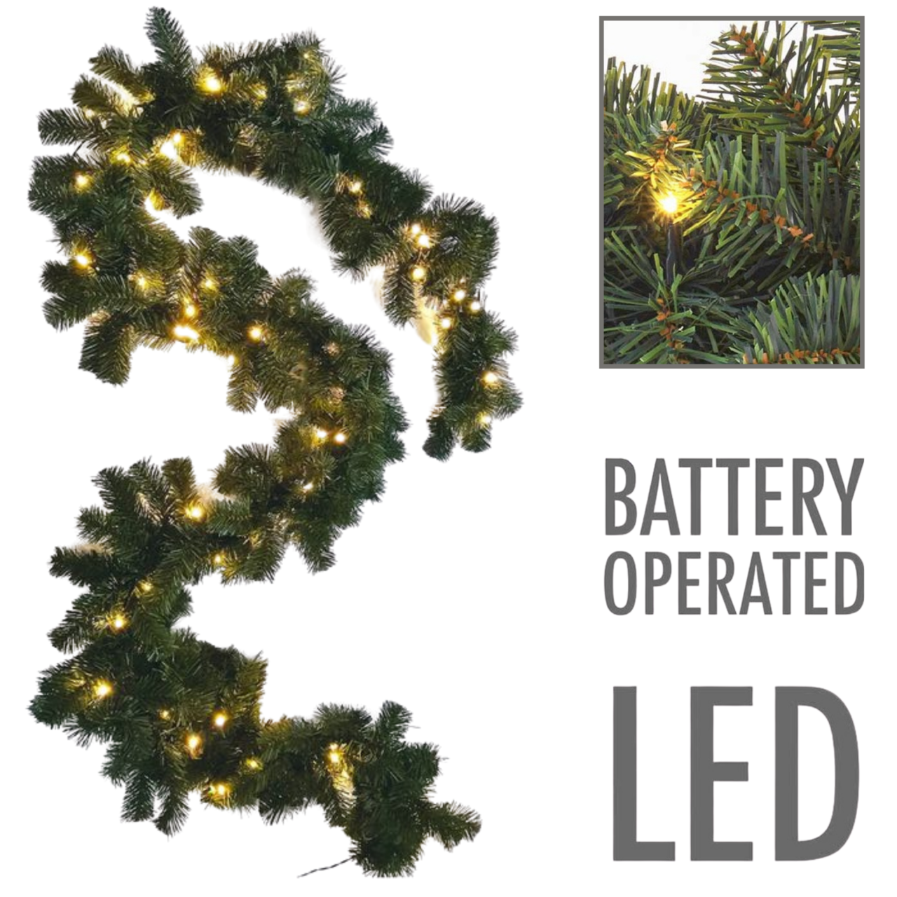 Guirlande met 30 LED's – 2,7 m kerstverlichting voor binnen