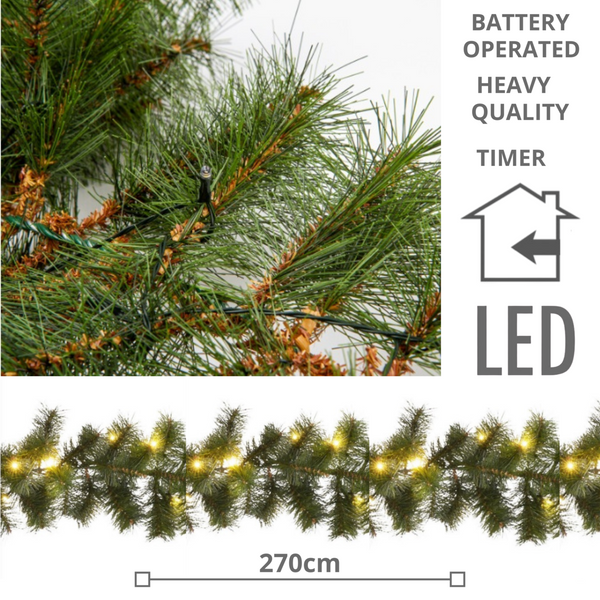 Guirlande met 50 LED's – 2,7 m kerstverlichting voor binnen