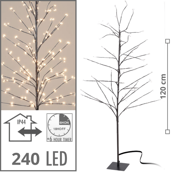 Lichtboom lichttakken 120 cm met 240 warmwitte LED’s – sfeervolle kerstdecoratie