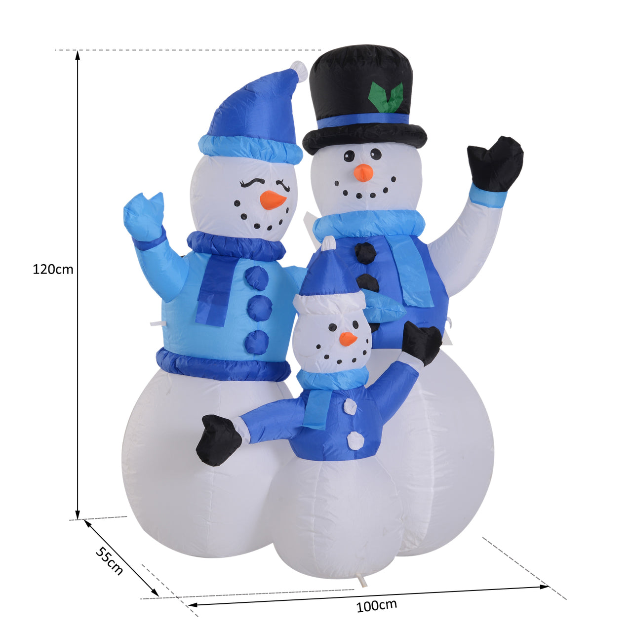 Opblaasbare sneeuwman 120 cm – LED kerstverlichting buiten