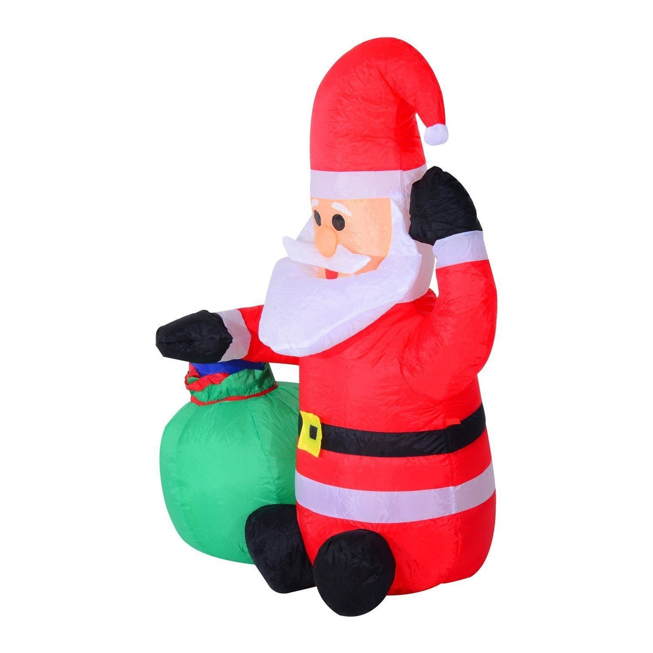 Opblaasbare kerstman 120 cm met zak en kerstverlichting buiten