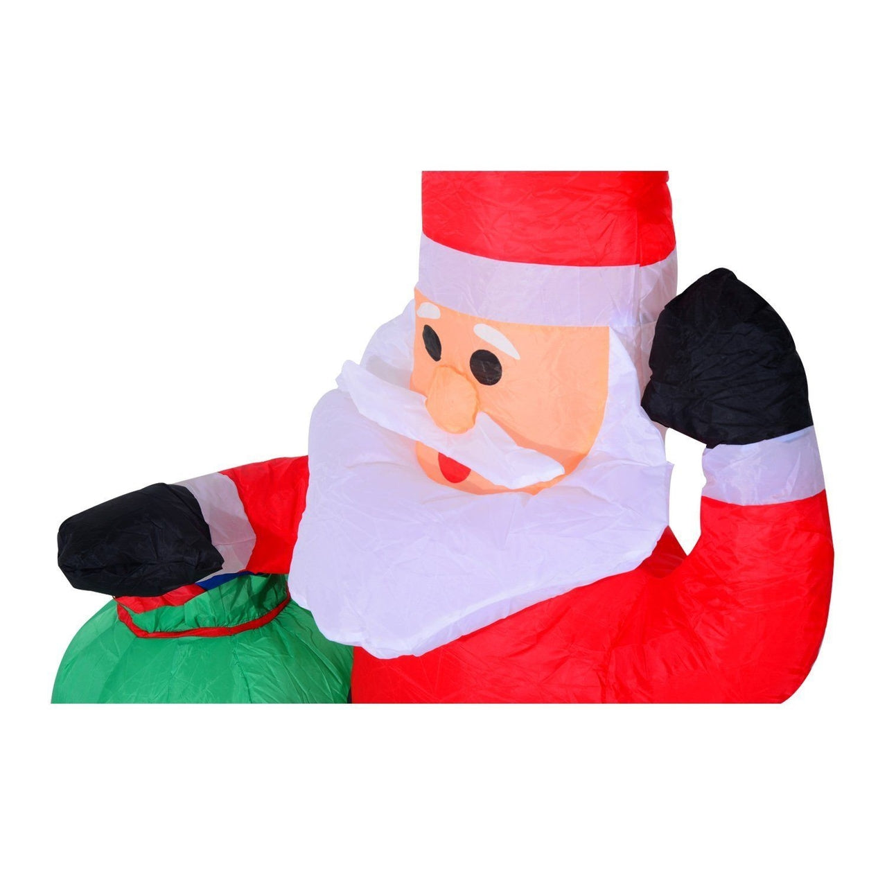 Opblaasbare kerstman 120 cm met zak en kerstverlichting buiten