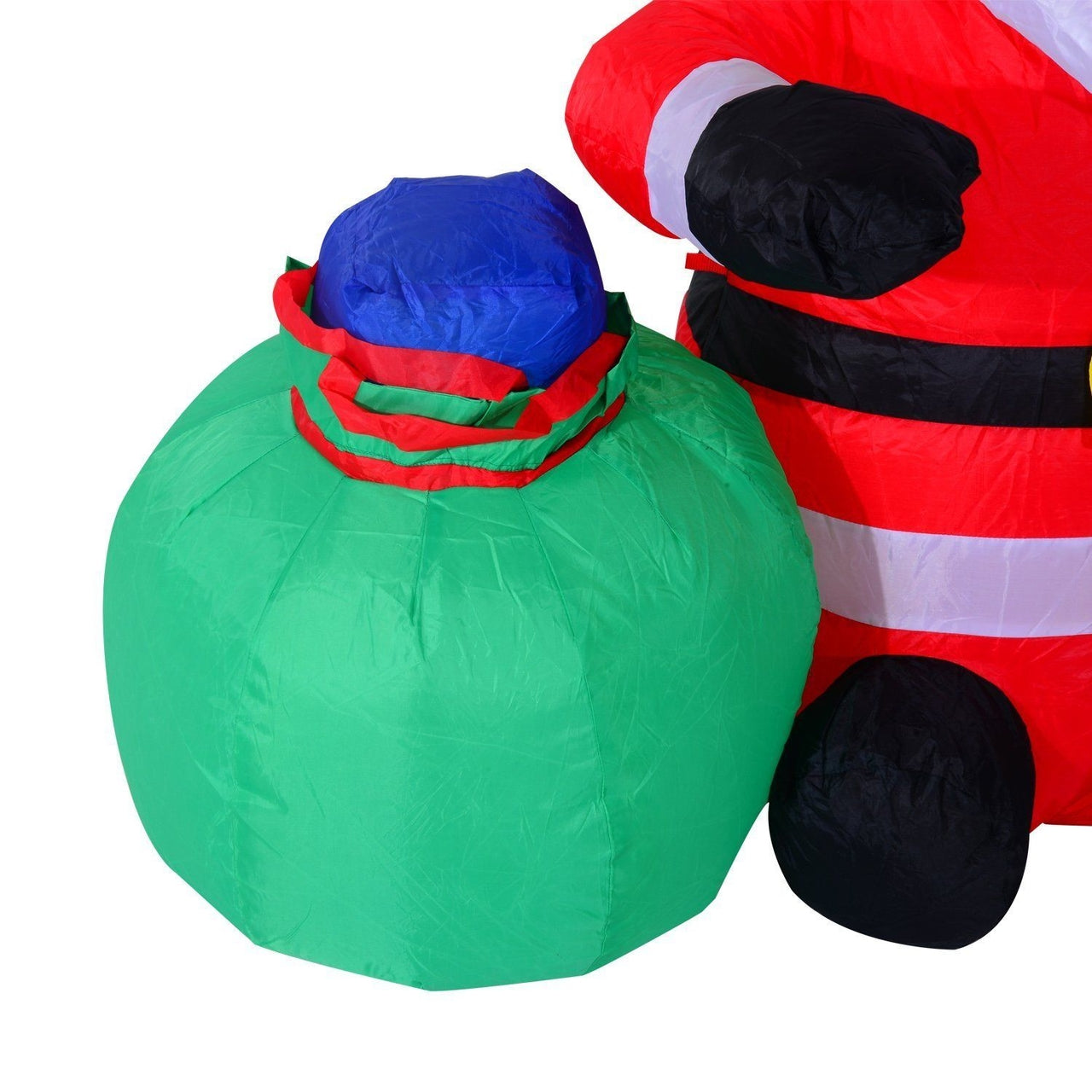 Opblaasbare kerstman 120 cm met zak en kerstverlichting buiten