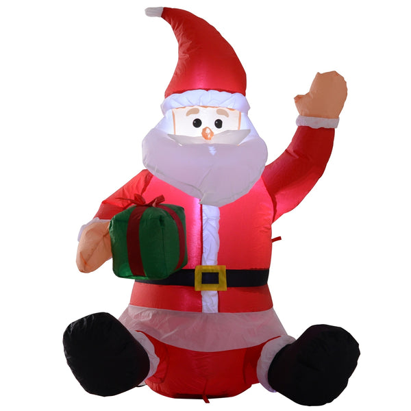 Opblaasbare kerstman 120 cm met cadeau en sfeervolle LED verlichting