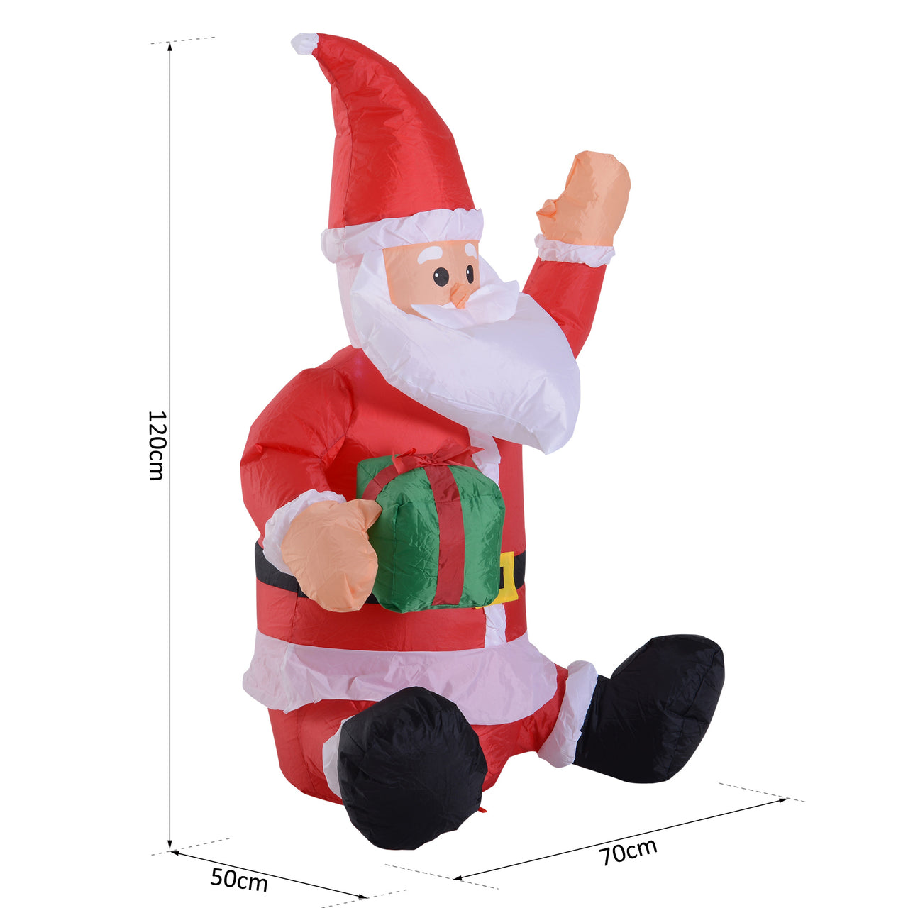 Opblaasbare kerstman 120 cm met cadeau en sfeervolle LED verlichting