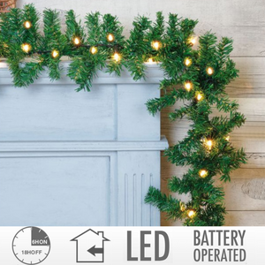 Guirlande met 35 LED's – 2,7 m kerstverlichting voor binnen met warm wit licht en batterijvoeding voor sfeervolle decoratie