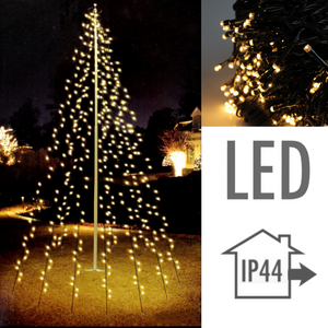 Vlaggenmast kerstverlichting 2 meter – 120 LED warm wit met 6 strengen voor sfeervolle buitenversiering tijdens kerstfeest
