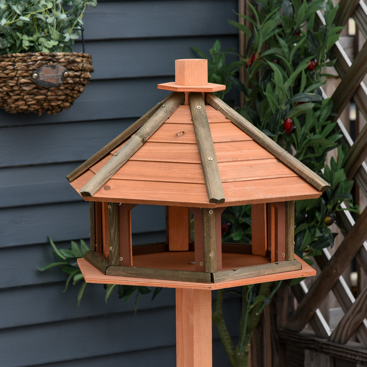 Voederhuisje hout – Staand vogelhuis 130 cm voor buiten