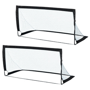 Opvouwbare voetbaldoelen 186x90x89 cm – set van 2 – zwart, ideaal voor recreatief voetballen binnen en buitengebruik