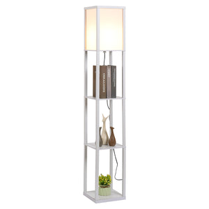 Multifunctionele witte vloerlamp met planken – 160 cm hoog, sfeervolle verlichting met praktische opbergruimte en modern design