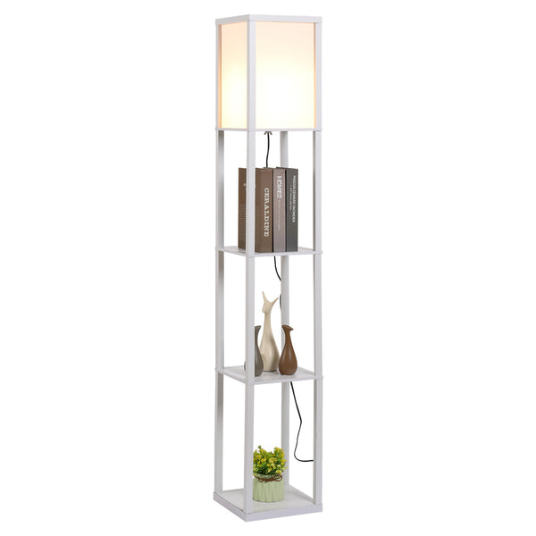 Multifunctionele witte vloerlamp met planken – 160 cm hoog