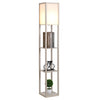 Moderne vloerlamp met opbergruimte 160 cm wit/eiken