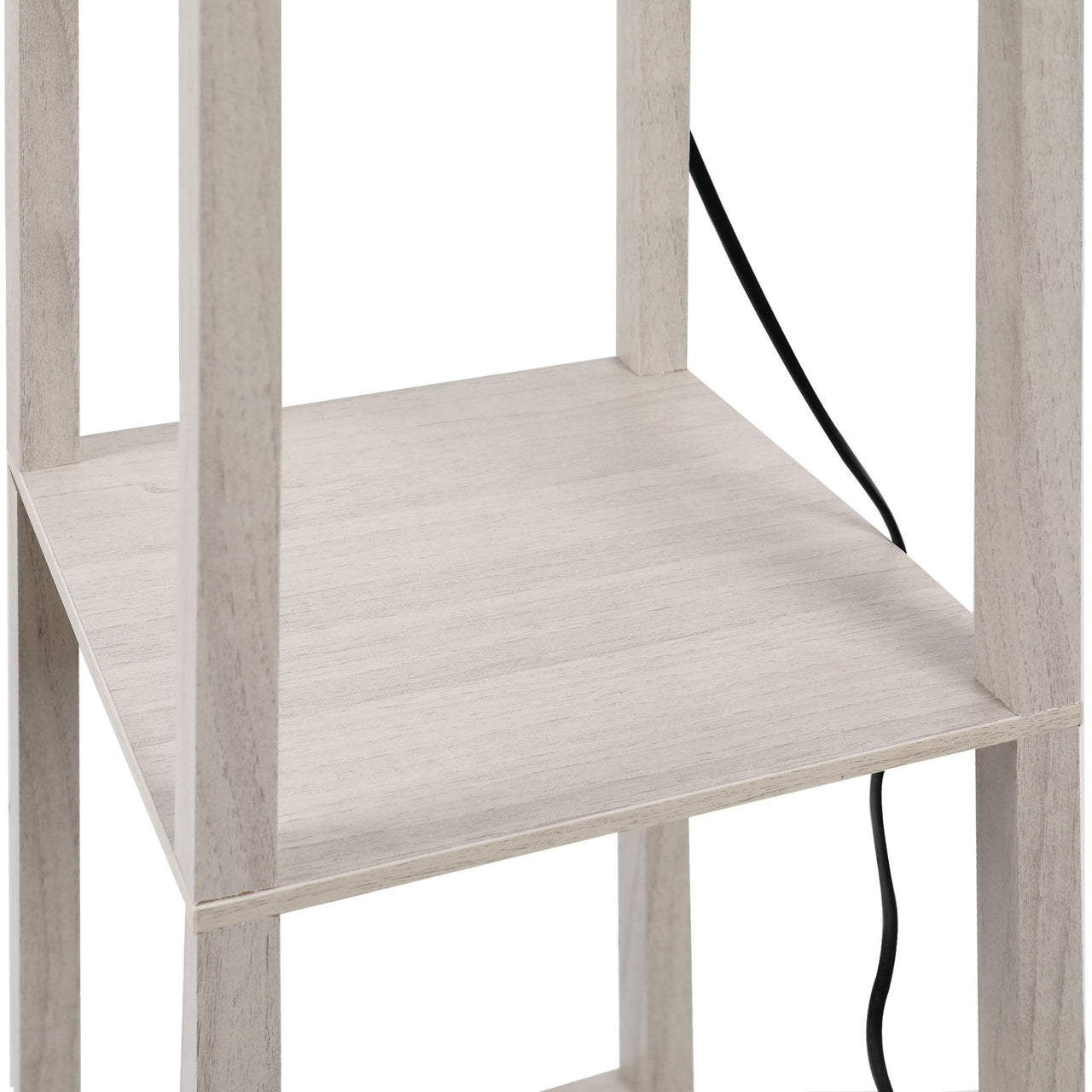 Moderne vloerlamp met opbergruimte 160 cm wit/eiken