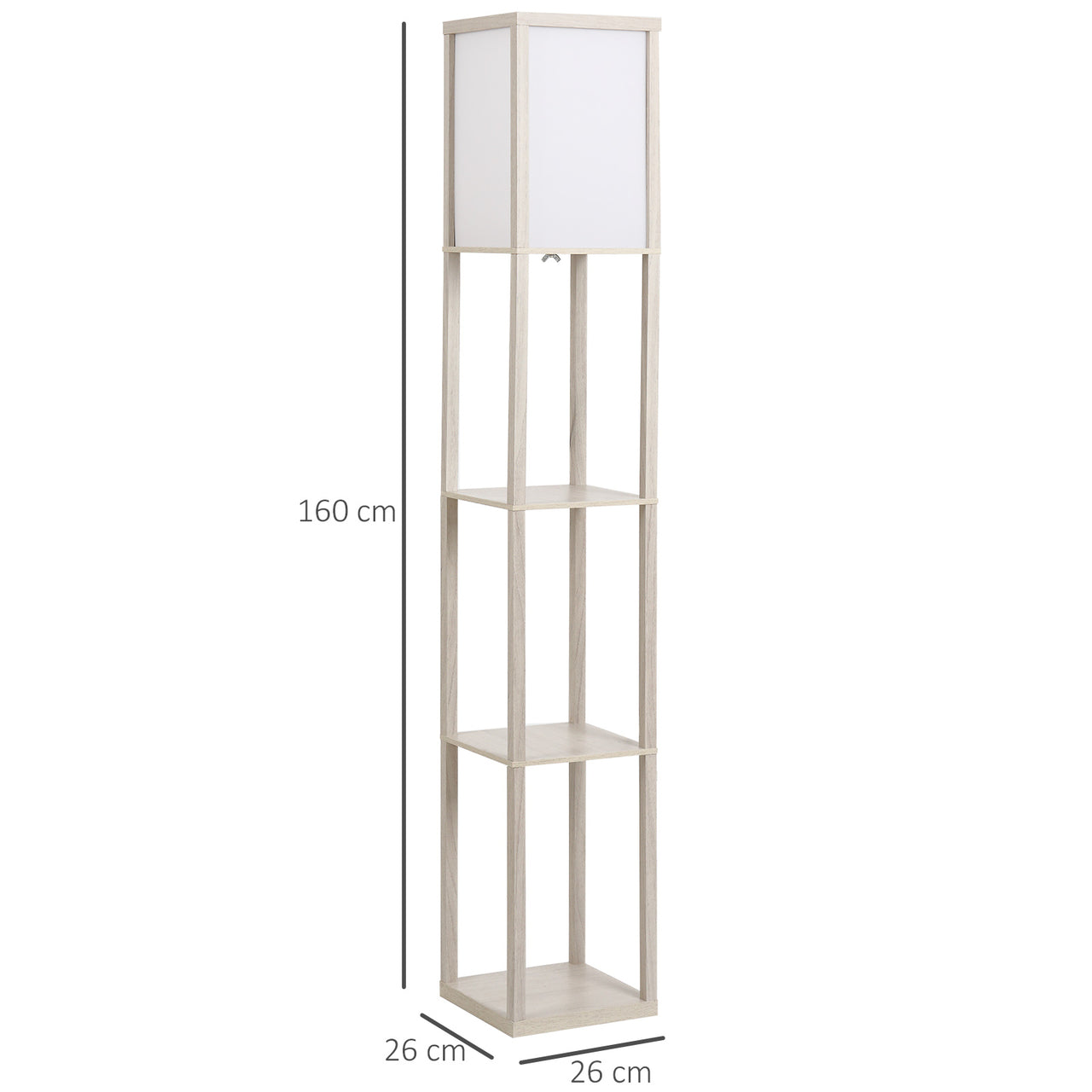 Moderne vloerlamp met opbergruimte 160 cm wit/eiken