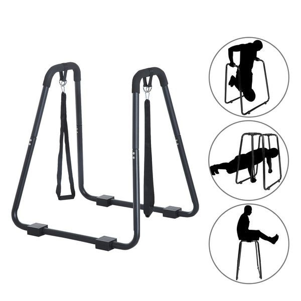 Dip Station met Knee Raise – Zwart Staal, 96,5 cm Hoog
