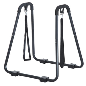 Dip Station met Knee Raise – Zwart Staal, 96,5 cm Hoog voor krachttraining van armen, buik en borstspieren thuisgebruik