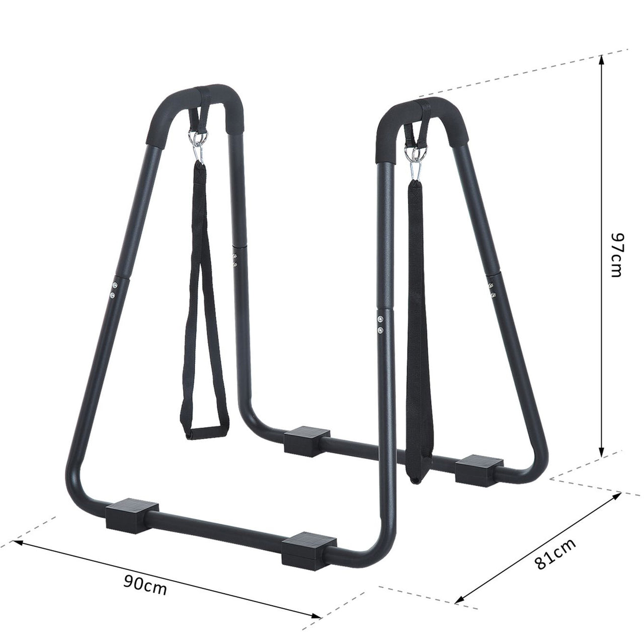 Dip Station met Knee Raise – Zwart Staal, 96,5 cm Hoog