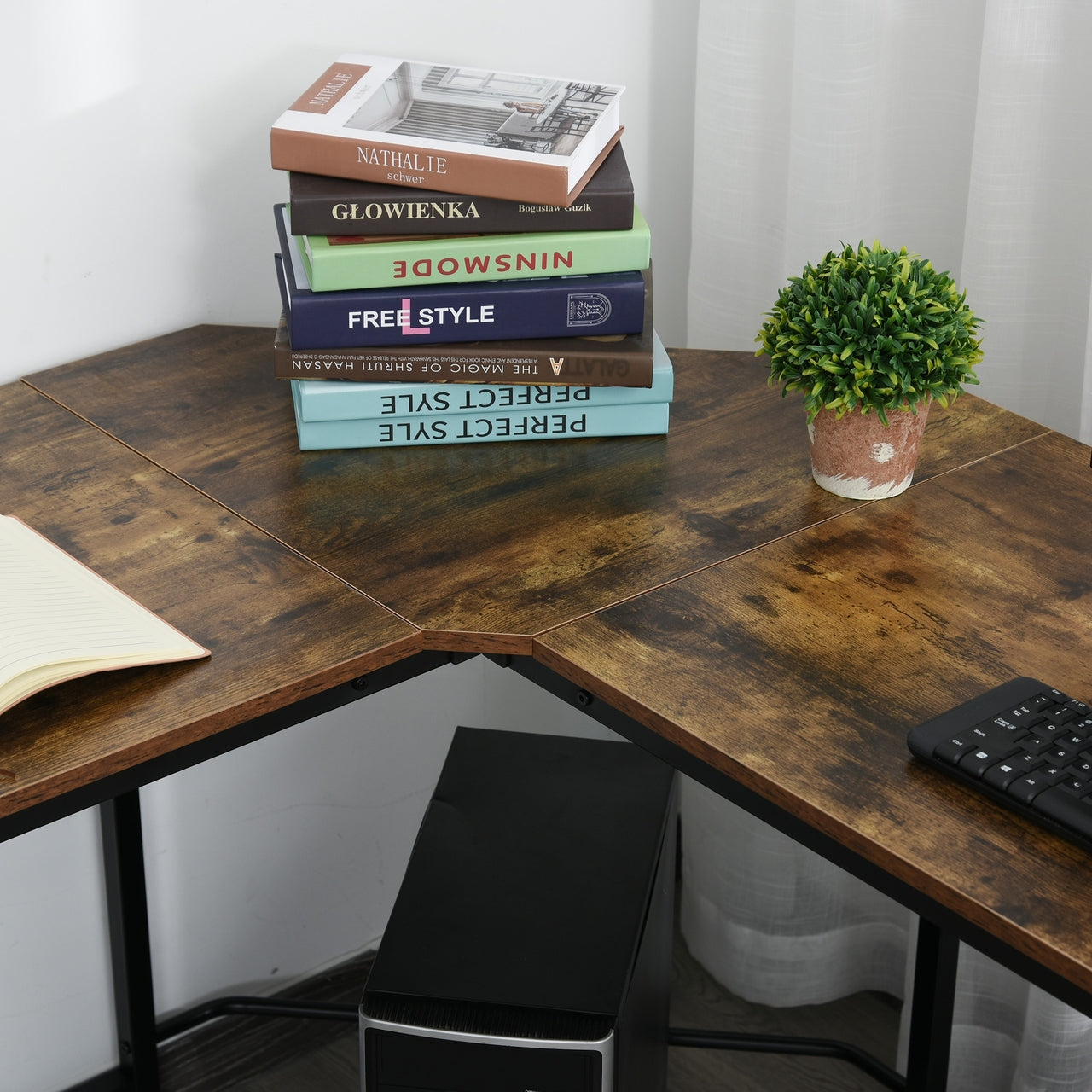 Hoekbureau schrijftafel computer bureau zwart – 150×150×55 cm