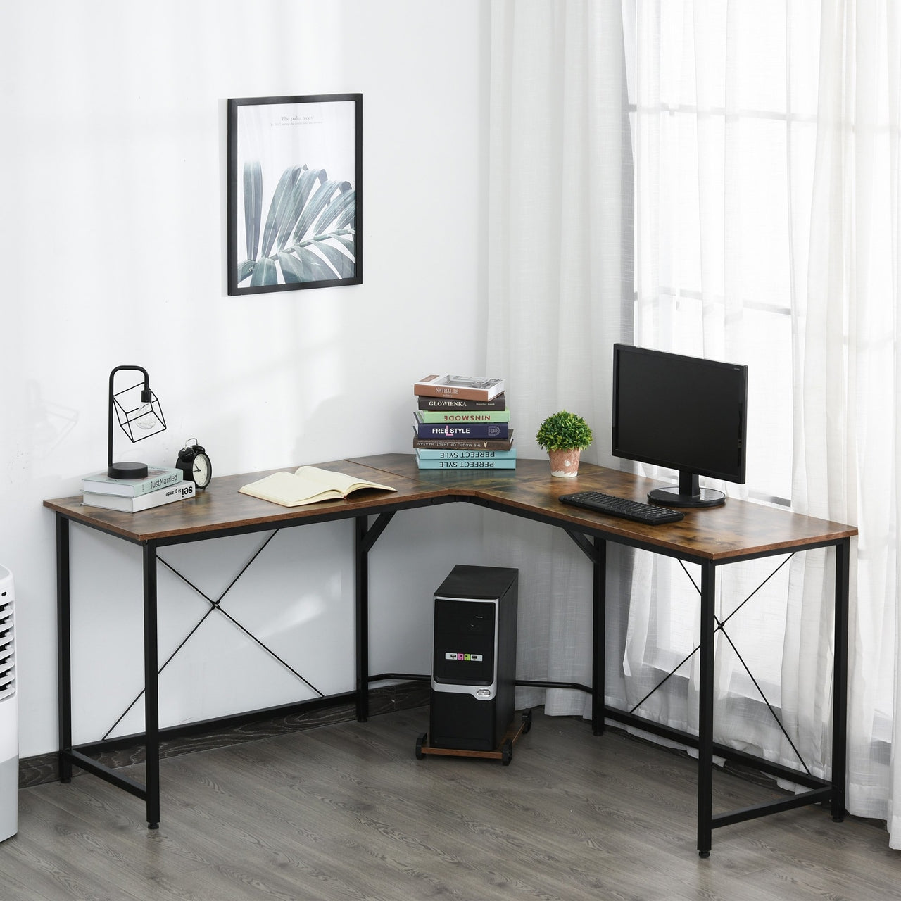 Hoekbureau schrijftafel computer bureau zwart – 150×150×55 cm