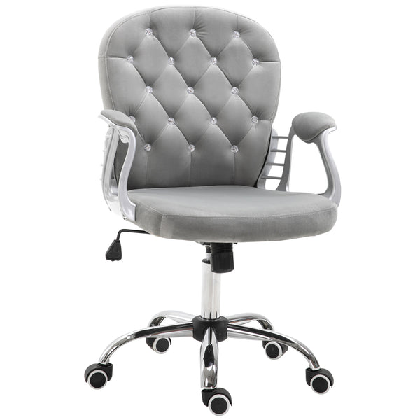 Comfortabele grijze bureaustoel met klassiek design