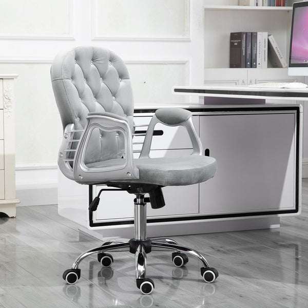 Comfortabele grijze bureaustoel met klassiek design