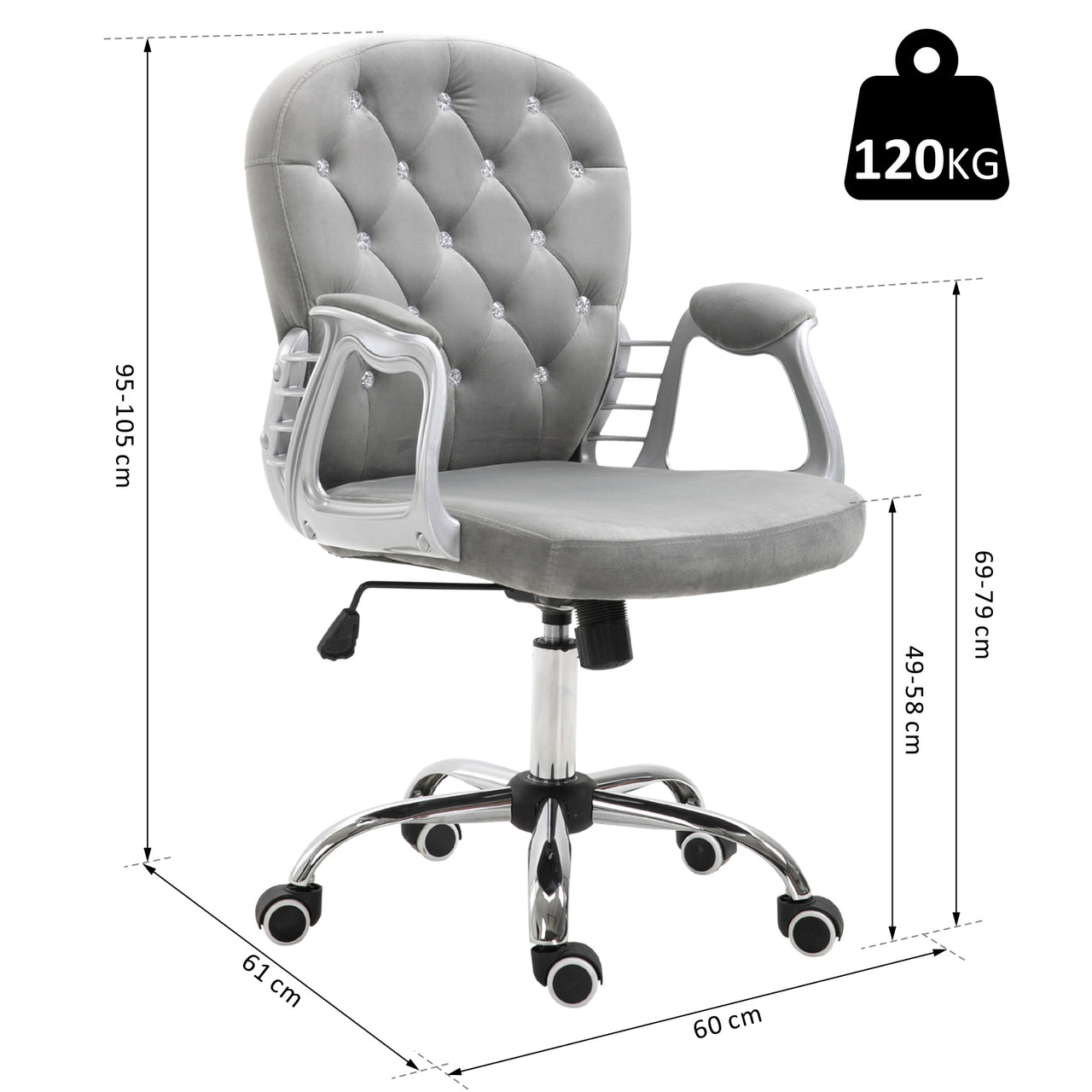 Comfortabele grijze bureaustoel met klassiek design