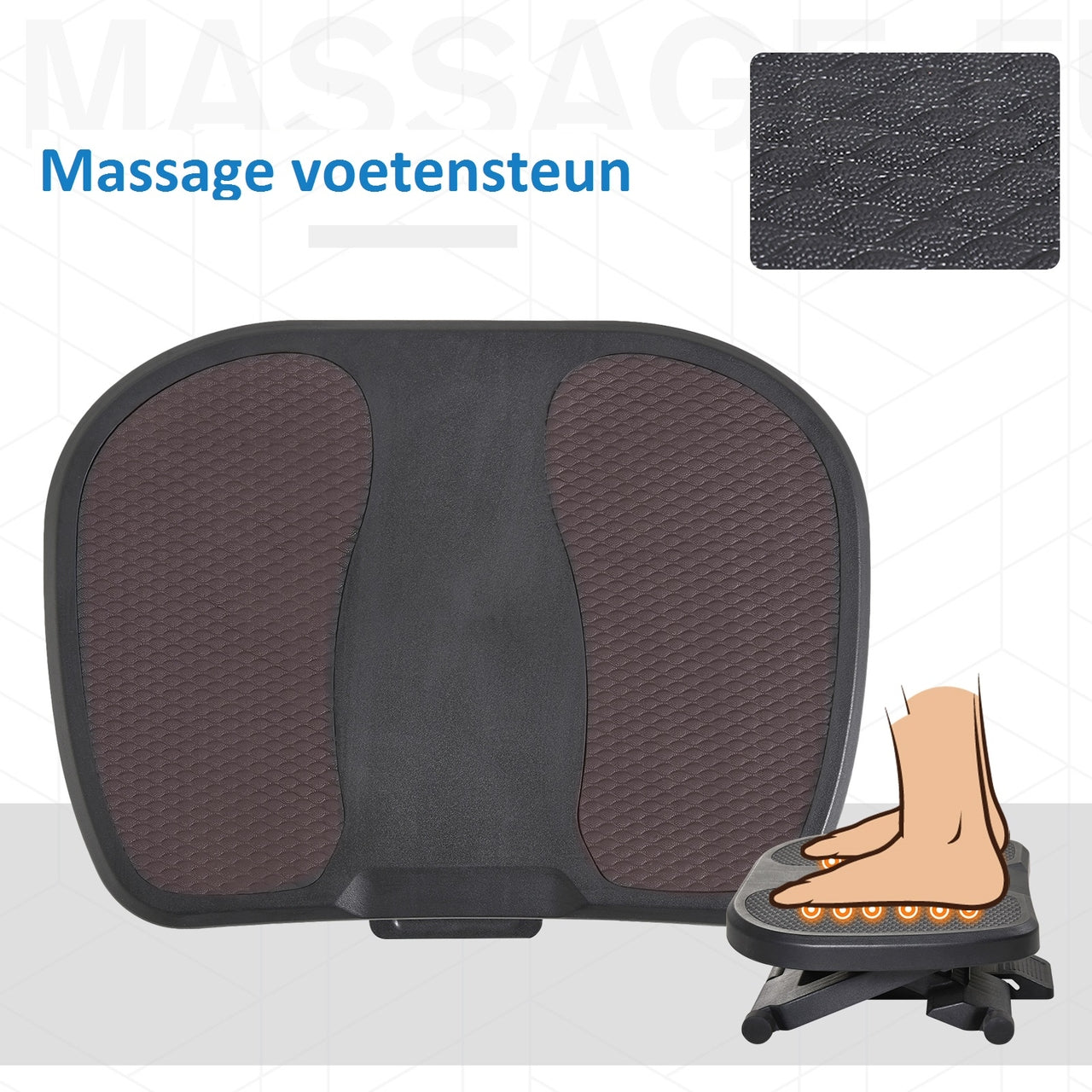 Ergonomische voetensteun met massageoppervlak en verstelbare hoek (0–30°)