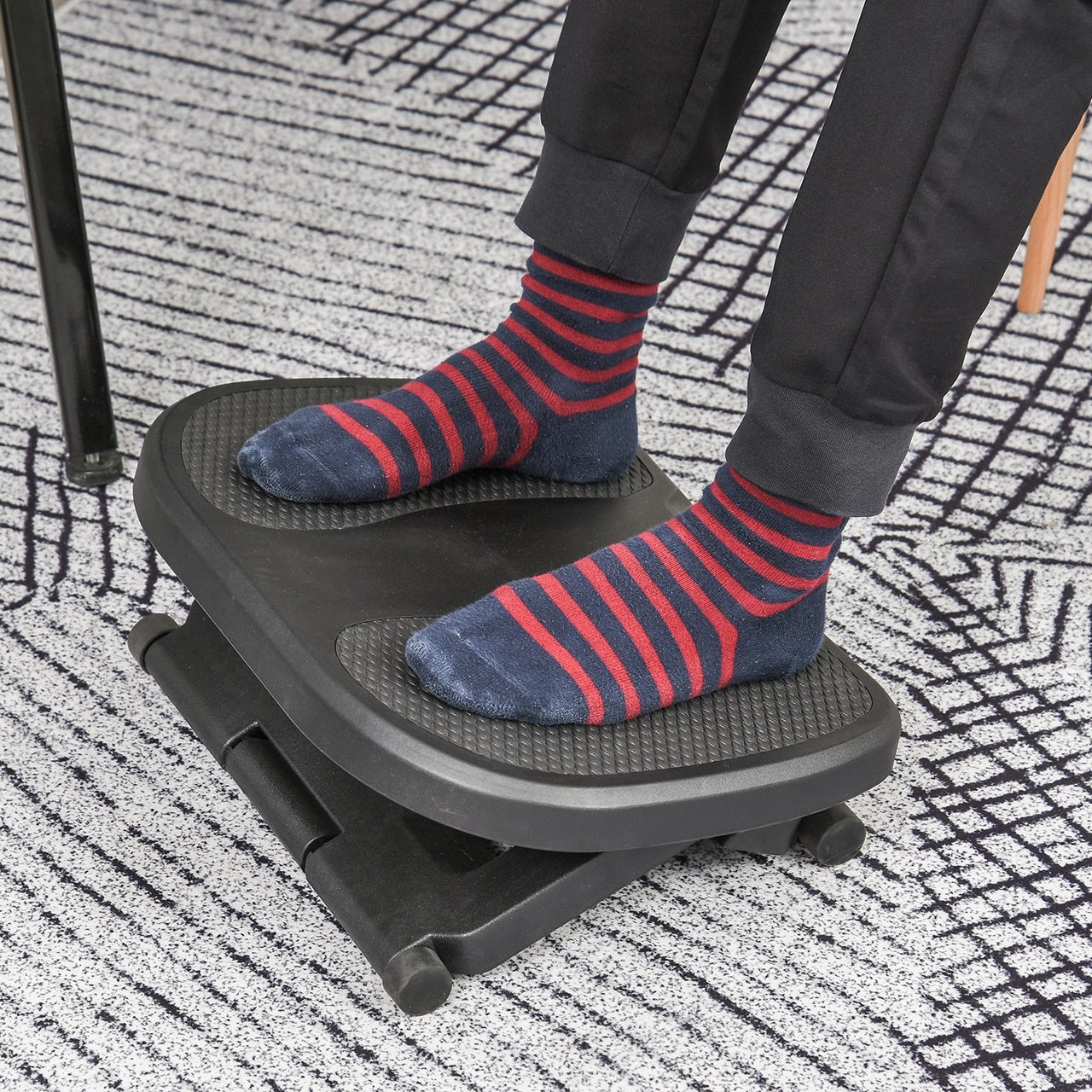 Ergonomische voetensteun met massageoppervlak en verstelbare hoek (0–30°)